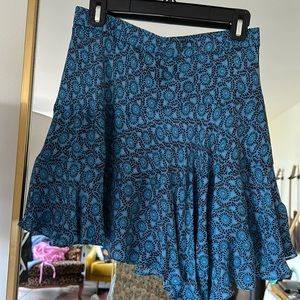 Derek Lam 10 Crosby Medallion Silk Ruffle Skirt in BLUE